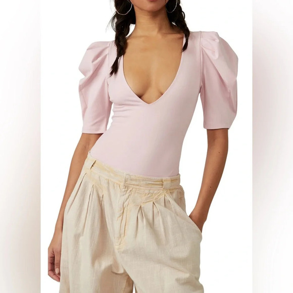 Intimately | Free People | Va Va Voop Puff Sleeve Bodysuit - Picture 1 of 8